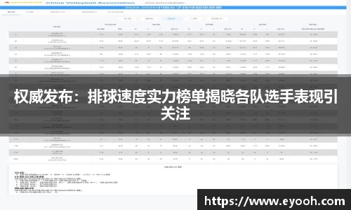权威发布：排球速度实力榜单揭晓各队选手表现引关注